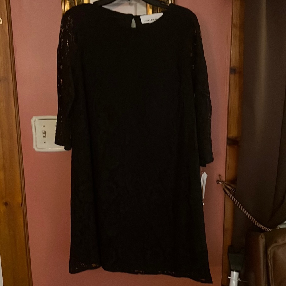 Caroline Rose Black Lace Cocktail Dress
